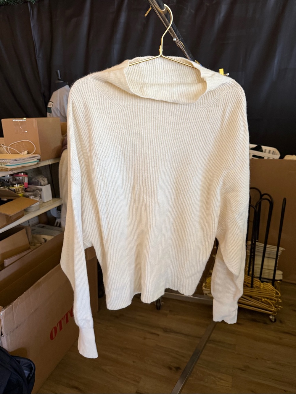 Pilcro Cozy Women's Cream Ribbed Cowlneck Sweater (BOX 5)